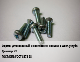 Винт установочный, с коническим концом, с шест. углубл. 20 ГОСТ 8878-93, 2.5, по запросу, кг цена от 13.05 Тг / кг, где купить, условия доставки в Кызылорде и Кызылординской области